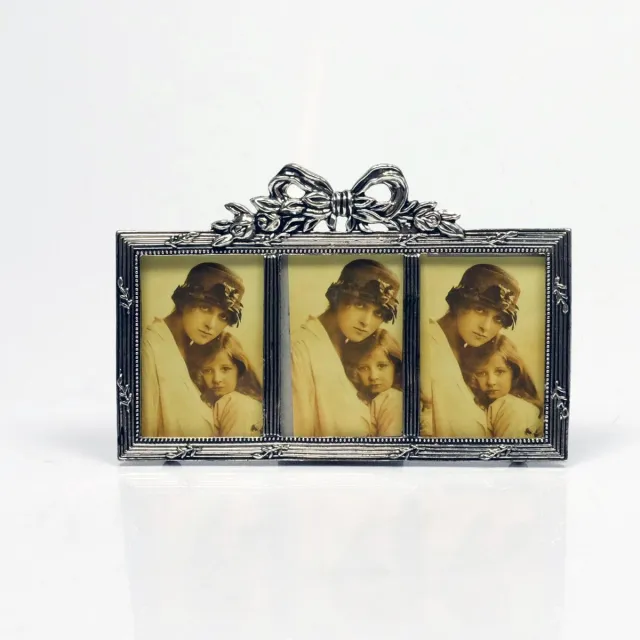 Alle lijsten AL - Antieke 3luik fotolijst voor foto formaat 4 x 5 cm zilver