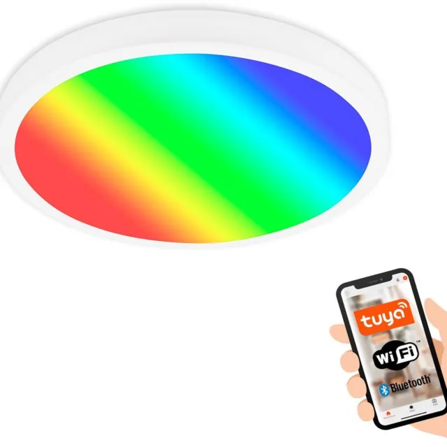 B.K.Licht BRILONER Runa - Slimme Plafondlamp - met CCT kleurtemperatuurregeling - RGB kleuren - dimbaar - app bediening - voice control - Ø27cm Wir (rond)