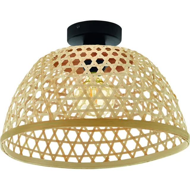 EGLO Claverdon Plafondlamp - E27 - Ø 37 cm - Zwart/Hout