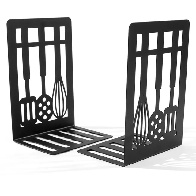 My Ninki ® Stijlvolle Zwarte Metalen Boekensteunen voor Bureau en Boekenplank, Set van 2 Stuks