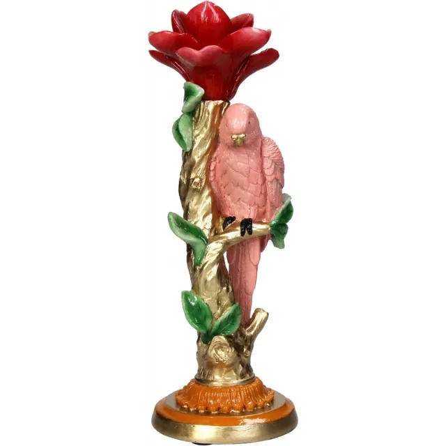 HD Collection Kandelaar - Roze Papegaai - Hoogte 26 cm - Multi kleuren - Cadeau - Trend - Binnen - Luxe.