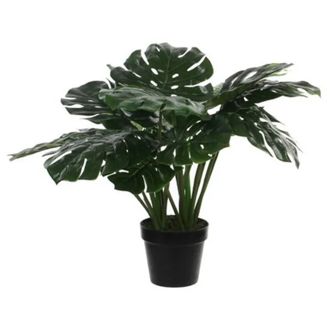 Mica Decorations Groene Monstera/gatenplant kunstplant 60 cm in zwarte pot - Kunstplanten/nepplanten