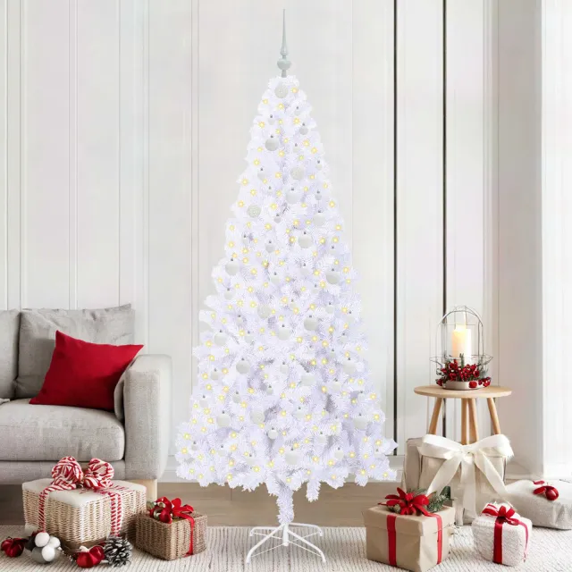vidaXL Kunstkerstboom Wit 210 cm PVC en staal