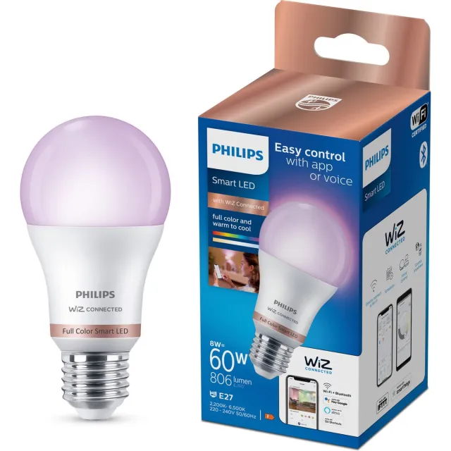 Philips Smart LED Mat E27 8W 806lm RGB 2200K-6500K