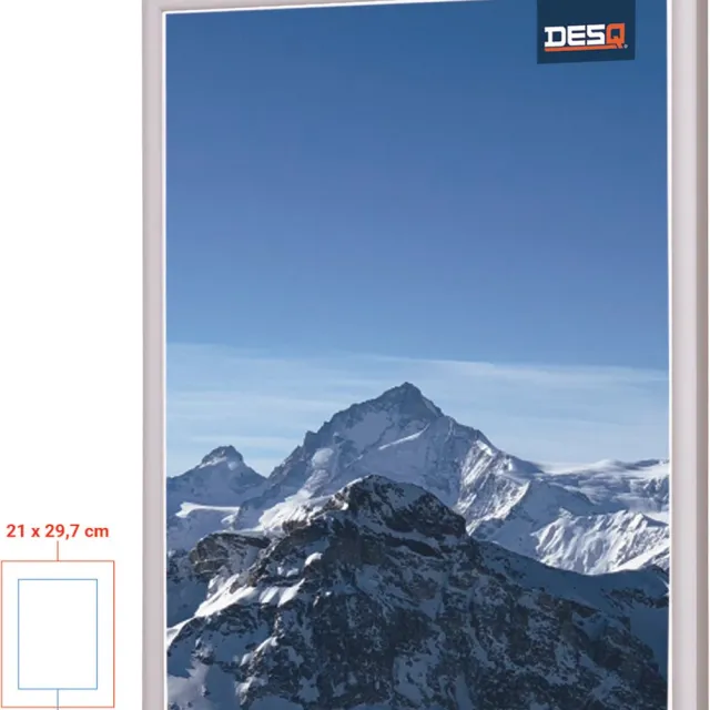 Desq 4910 - Wissellijst - Aluminium - A4 21 x 29,7 cm - SET 10 STUKS - Dunne Rand - Foto Diploma Oorkonde - Passe-Partout Sjabloon A5 15x20 cm zilver wit