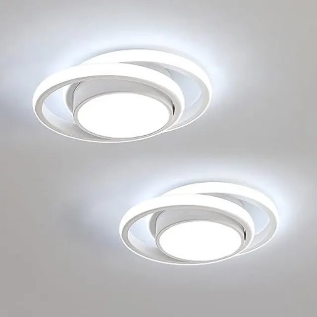 Haobosic Dubbele Cirkel - LED Plafondlamp - Wit - 27x22cm - Wit Licht White
