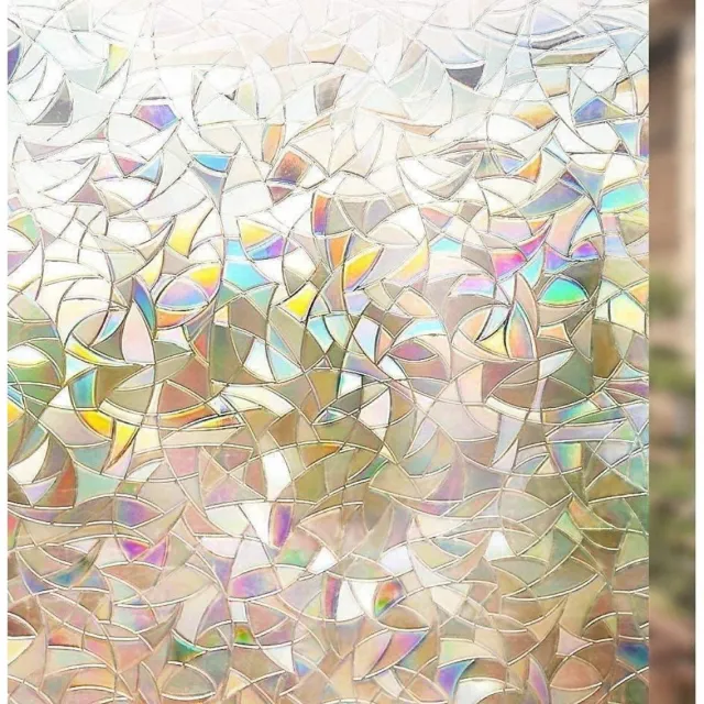GelldG Raamfolie met statische elektriciteit - Regenboogeffect - 45x200cm - Privacyfolie - Antireflectie - 3D-effect - UV-bescherming - Verduisterende folie - Geschikt voor slaapkamers, kantoren en keukens transparant