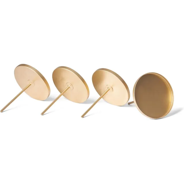 Novaliv 4x Kaarsenprikker Plat Goud 10cm Diameter I Kaarsenplaat met Spike Metaal I Advent Kaarsenhouder Kerstdecoratie Kaarsenspeld I Kaarsenplug voor Adventkrans