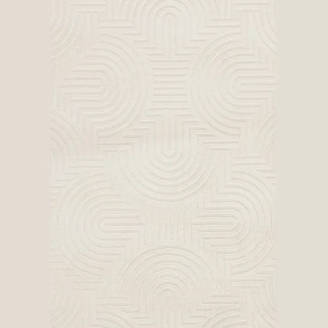 Padiro laagpolig vloerkleed met zachte uitstraling 80 x 150 cm - crème / offwhite - geometrisch Japandi ontwerp - voor binnen en buiten - van polyester en katoen beige