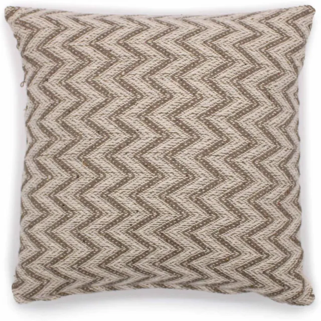 Ancient Wisdom Sierkussenhoes - Kussenhoes visgraatpatroon grijs katoen 40x40cm - decoratie - interieur - hoezen - woonaccessoires - kussens