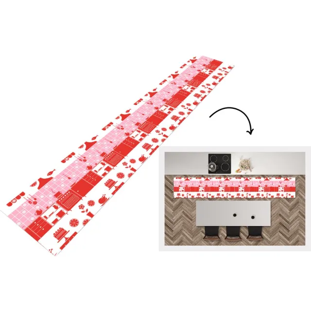 KitchenYeah Keukenloper - Keukenmat - Patronen - Pannen - Design - Huis - Roze - Keuken vloerkleed Multicolor