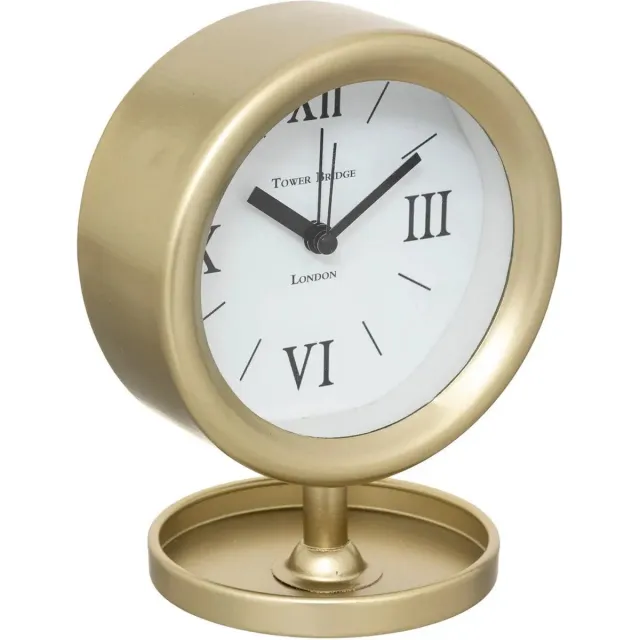 Atmosphera Wekker/alarmklok Marbella - goud - metaal - 15 x 12 cm - op standaard - batterij voeding Goudkleurig