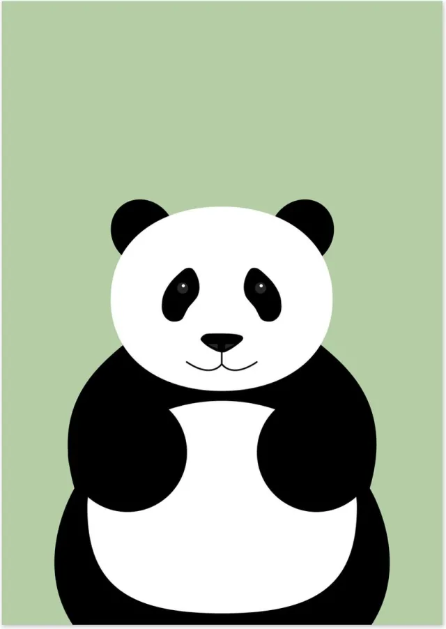 De Lange Koe Panda | A3 poster Mintgroen