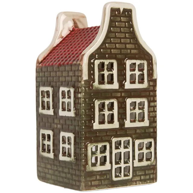Clayre & Eef Waxinelichthouder Huis 7x7x14 cm Groen Keramiek