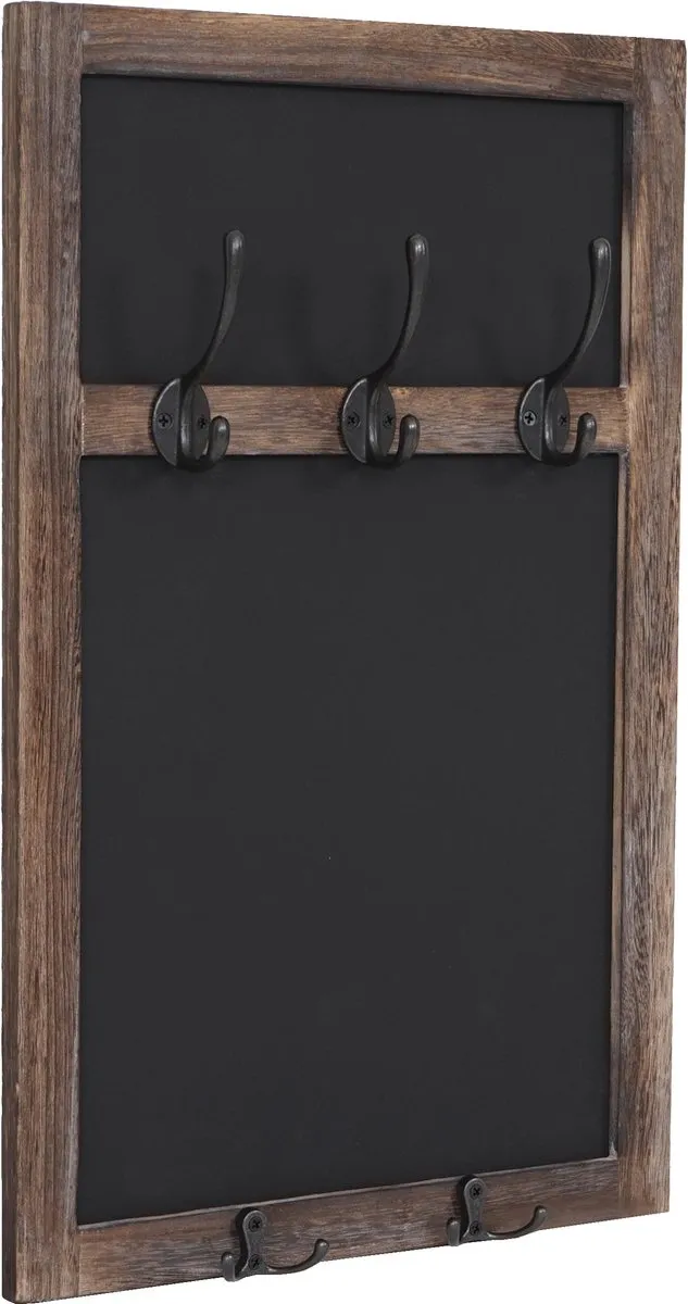 MCW Wandkapstok MCW-C51, kapstok krijtbord, 5 haken 55x34cm ~ bruin, shabby