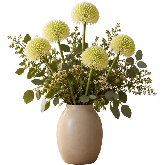 Bellatio Design Sierui Globemaster kunstbloem - 5x - losse steel - creme wit - 44 cm - Natuurlijke uitstraling