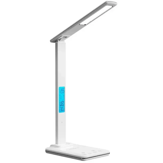 TX26C0 2026 LED Bureaulamp Wit - Dimbaar -Display - Opvouwbaar - Tafellamp - Smart Touch - bureaulamp, dimbaar, met 5 helderheden, 3 kleuren, 30/60 min, automatische timer Draadloos Opladen -USB-aansluiting, touch-bediening