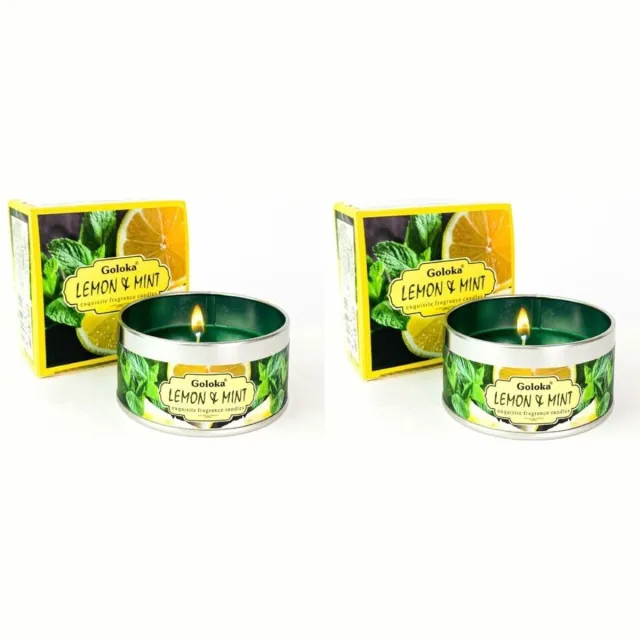 Goloka Lemon & Mint - Geurkaars - Anti muggen - Muggen - Sojawas - 2 stuks Lemon en Mint