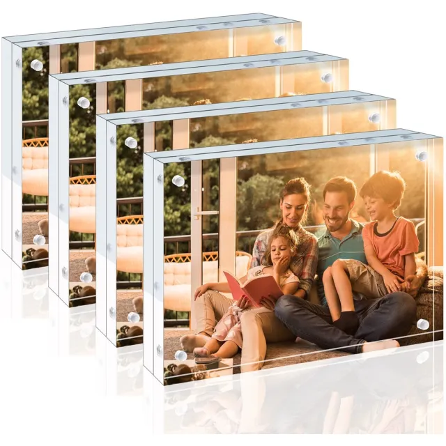 Unyqoos Stijlvolle acryl fotolijsten set met magnetische bevestiging voor bureau Transparant