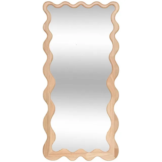 Atmosphera Créateur d'intérieur® Wandspiegel met houten lijst in golfmotief BROOKE Beige