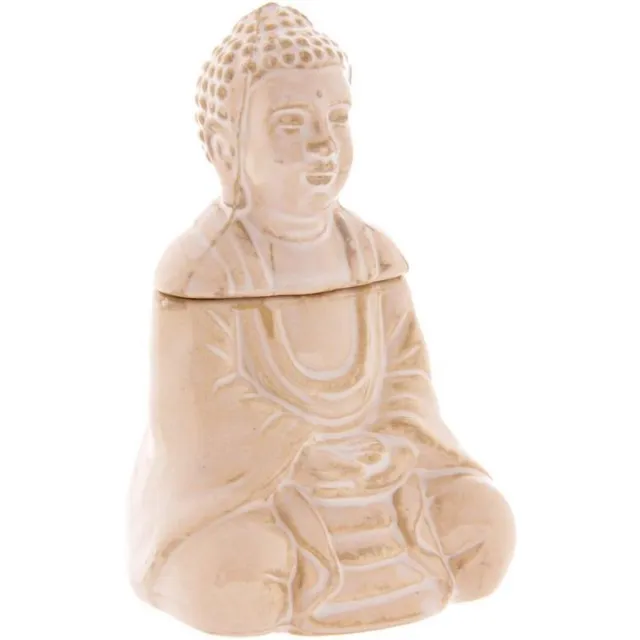 Crackelee Glazuur Keramiek Oliebrander Thaise Boeddha zittend wit