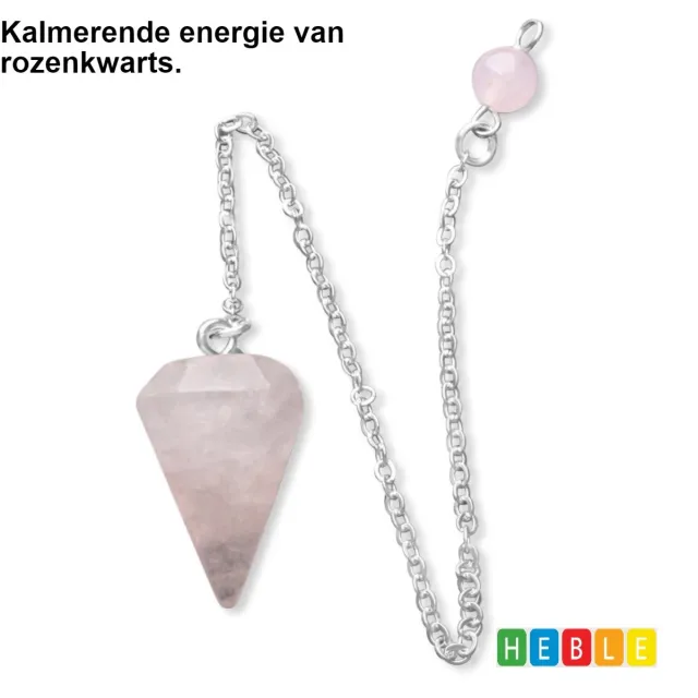 Heble® *** Rozenkwarts-Pendel-Facet: Pendelen, Edelsteen, Spiritueel - van Heble® ***