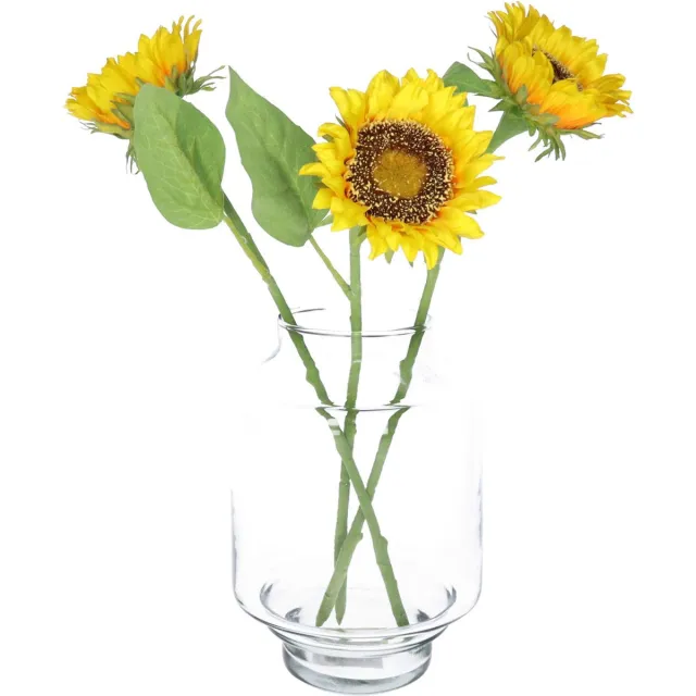 Bellatio Design Kunstbloem Zonnebloem Helianthus - 3x - 42 cm - losse steel - kunst zijdebloem Geel