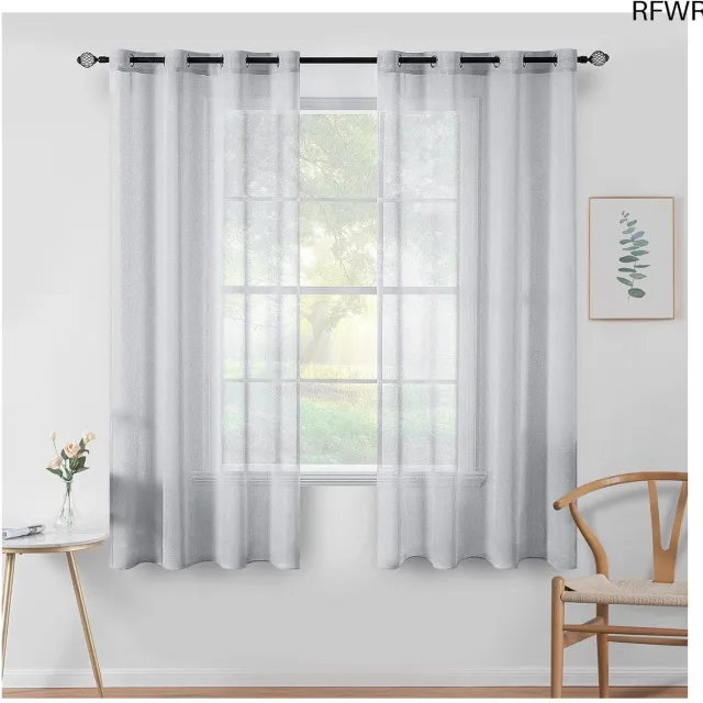 RFWR Transparante voile gordijnen met ringen voor slaapkamer en woonkamer - 2 panelen 140 x 122 cm wit