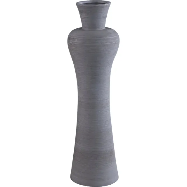 PTMD Marla Dark Grey Ceramic Vase Round Small Neck Grijs