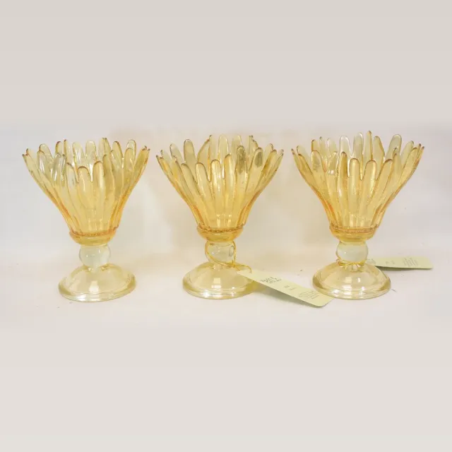 ZoeZo Design 3 stuks - Waxinelichtjeshouder - Vintage - Goud - glas - Hoogte 14 cm - Ø 12 cm