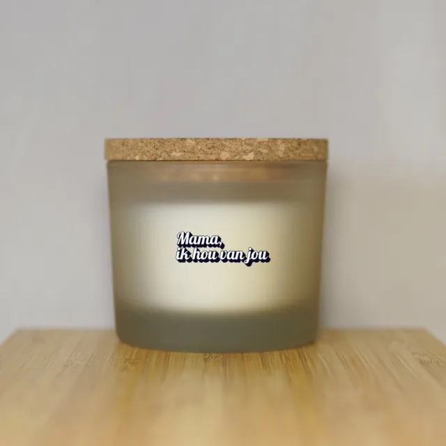 Winsa Cadeaus Bolsius Geurkaars Mama ik hou van je - Vanilla Delight - Beige Glas - Cadeau Moeder - Moederdag - Moederdag Cadeautje - Moederdag Cadeau voor Mama