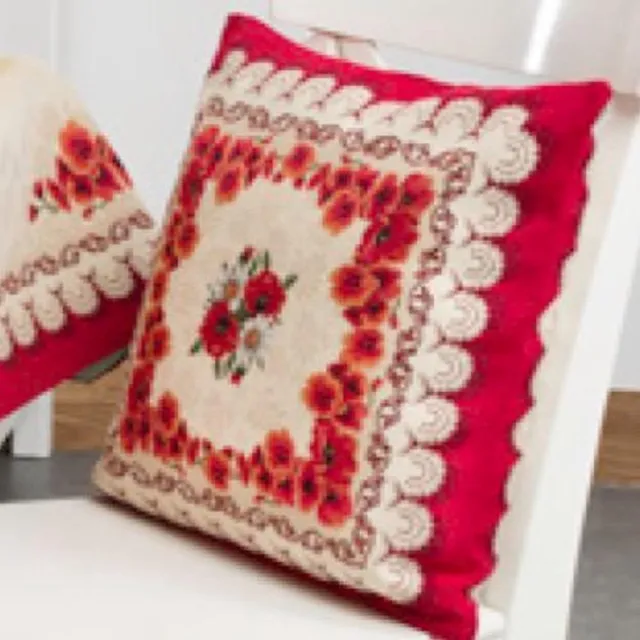 Emme Kussenhoes - luxe gobelinstof - Klaproos - 45 x 45 cm beige