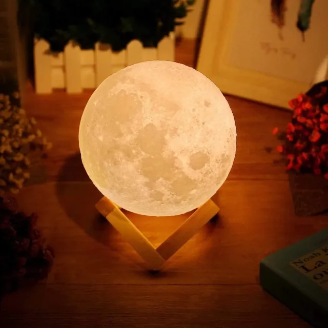 Ibenzoa Betoverende Maanlamp met Realistisch Maanoppervlak en USB Oplaadfunctie Wit geel wit\geel