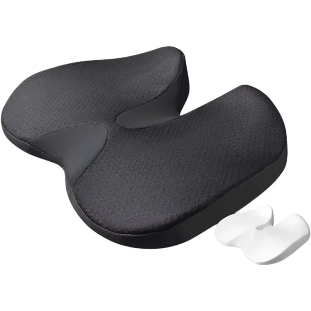 rimmo Ergonomisch Zitkussen van Traagschuim – Comfortabel Zitkussen met Antislip Onderzijde – Voor Stoel, Bureau en Auto – Stuitkussen Zwart