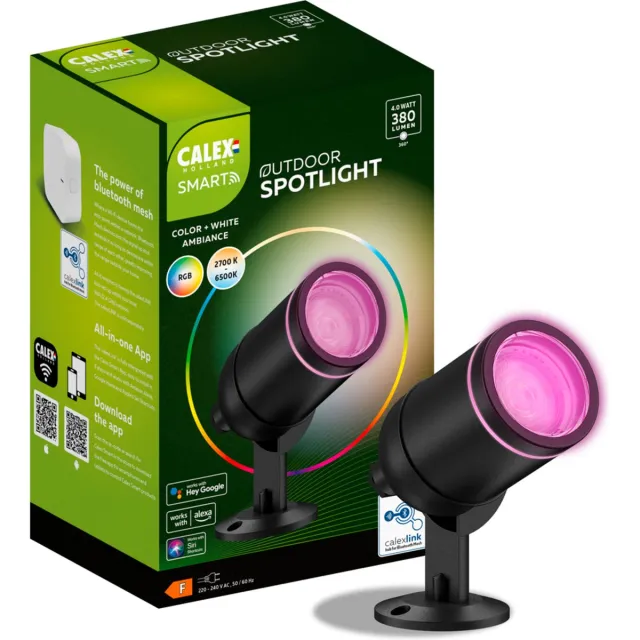 Calex Smart Outdoor LED Buitenlamp - Slimme Grondspot - RGB en Warm Wit Licht - 4W - Zwart
