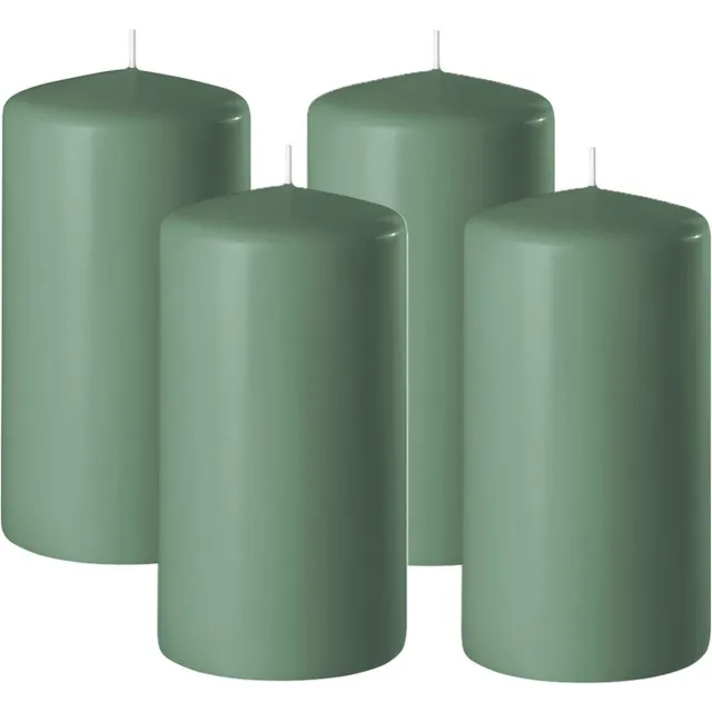 Enlightening Candles Cilinderkaars/stompkaars - 4x - groen - D6 x H15 cm - 58 branduren - Dikke kaarsen - Voor kandelaar of plateau