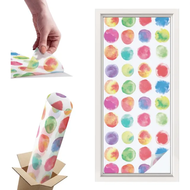 TULUP Raamfolie Anti inkijk - Kleurrijke cirkels Privacy Folie Raam - 50x116 cm - Veelkleurig Anti inkijk Folie - Raamfolie Tegen inkijk Glas in Lood - Voor de slaapkamer, woonkamer en hal. - Raamfolie Zonwering veelkleurig - kleurrijke cirkels