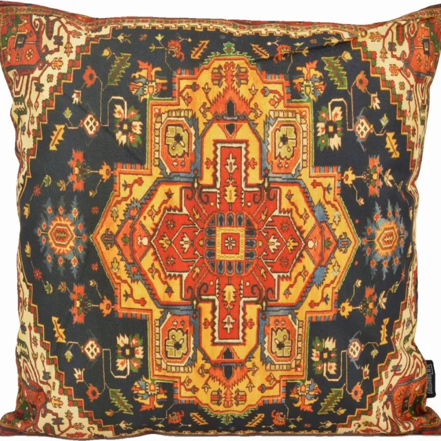 Gek op Kussens! Sierkussen Persian Print #4 | 45 x 45 cm | Katoen/Linnen Geel-Blauw