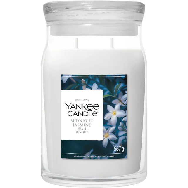 Yankee Candle Midnight Jasmine Large Jar Geurkaars - 90 branduren - twee lonten Wit