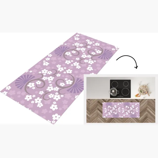 KitchenYeah Keukenloper - Loper keuken - Bloemen - Patronen - Sakura - 120x50 cm - Keukenloper vinyl Multicolor