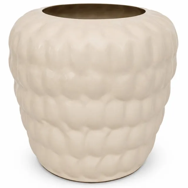 by Mooss Vaas Ø33 x 32 cm - Beige - Hoogglans - Modern - Luxe - Design - Glanzend - Stijlvol - Elegant - Chique - Trendy - Decoratief - Woondecoratie