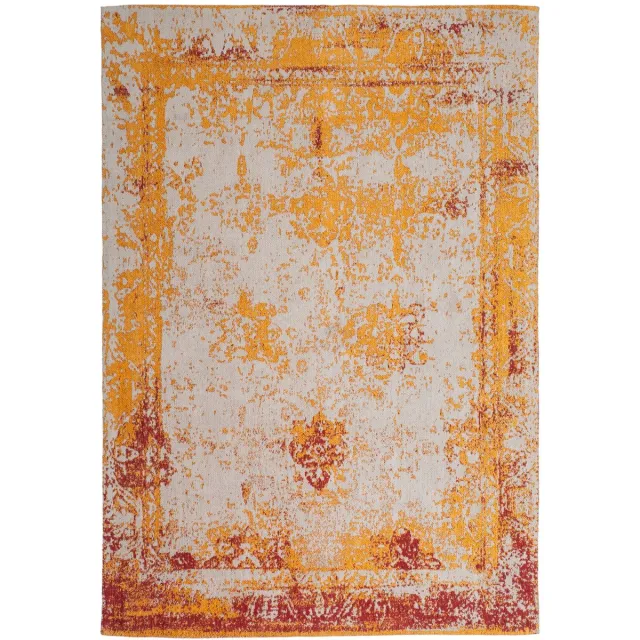 Padiro design laagpolig vloerkleed 80 x 150 cm - terracotta - modern abstract ontwerp - voor vloerverwarming - van katoen en polyester oranje