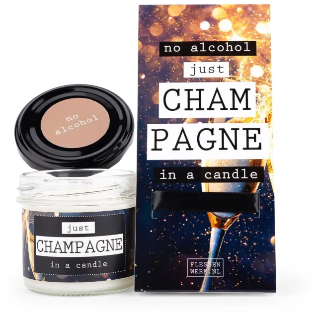 Flessen werk No alcohol - JUST CHAMPAGNE - in a candle, in luxe verpakking Wit