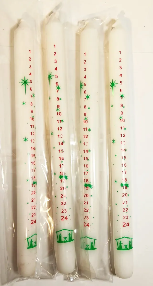 316europe Set van 2 Adventskaarsen, adventskaars wit