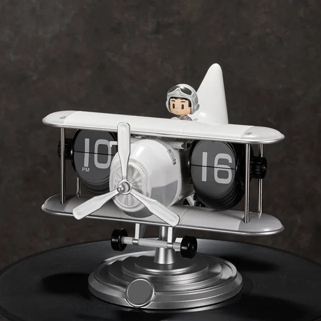 PegasusH Retro Vliegtuig Flip Klok Wit