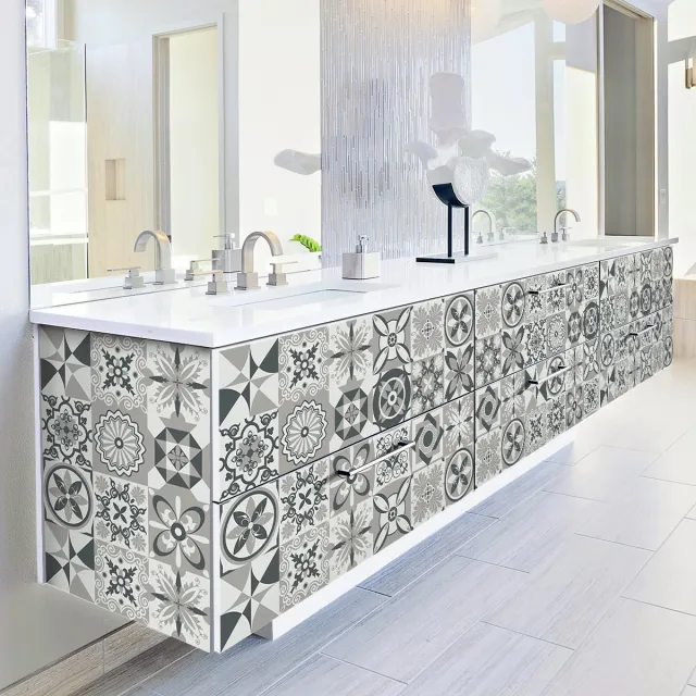 Ambiance Sticker Muurstickers voor keuken en badkamer - 60 Valeriana cementtegelstickers - 60 stickers 15x15cm Multi color