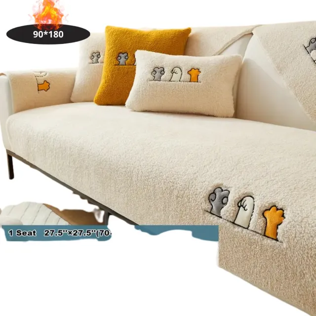 Nivard Bankhoes - Bankbeschermer - Stretch - Sofa Cover - Pluche - Wit - 3 Zits 90x180