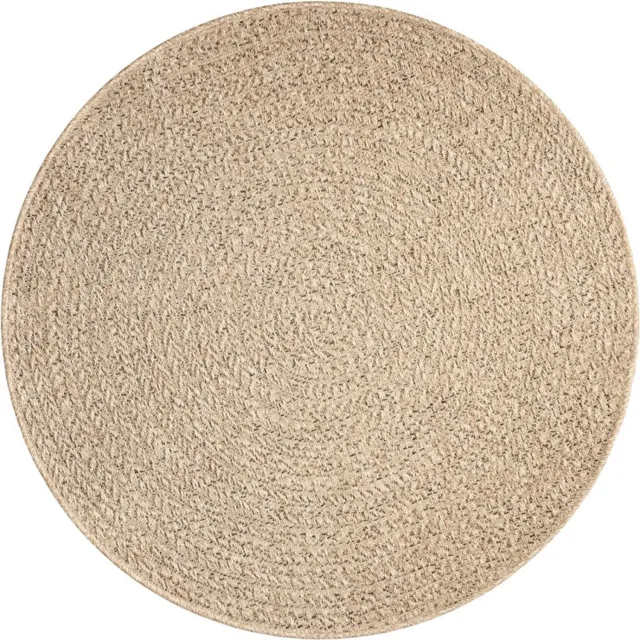 TapisTrend Designer tapijt Naturel 120 cm rond Modern vloerkleed Jute gevlochten effect en concentrisch ovaal patroon voor woonkamer, slaapkamer en eetkamer