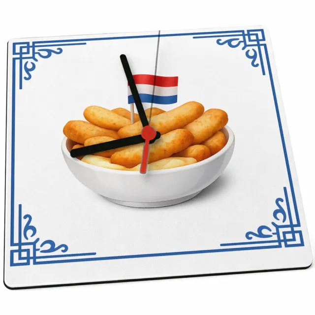 Mr Cadeautjes Klok 19 x 19 - design Keukenhumor rond een andere populaire snack, met eenzelfde p | cadeau Wit