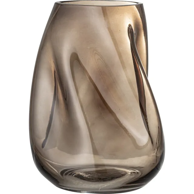 Bloomingville Vaas Ingolf - bruin glas - H 26 cm x B 19 cm